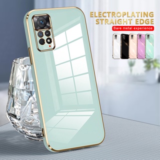 For Xiaomi Redmi Note 11 Pro Case Straight Plating Frame Silicone Cover Redme Note11 4G 11S 5G 11Pro Plus Camera Protect Fundas