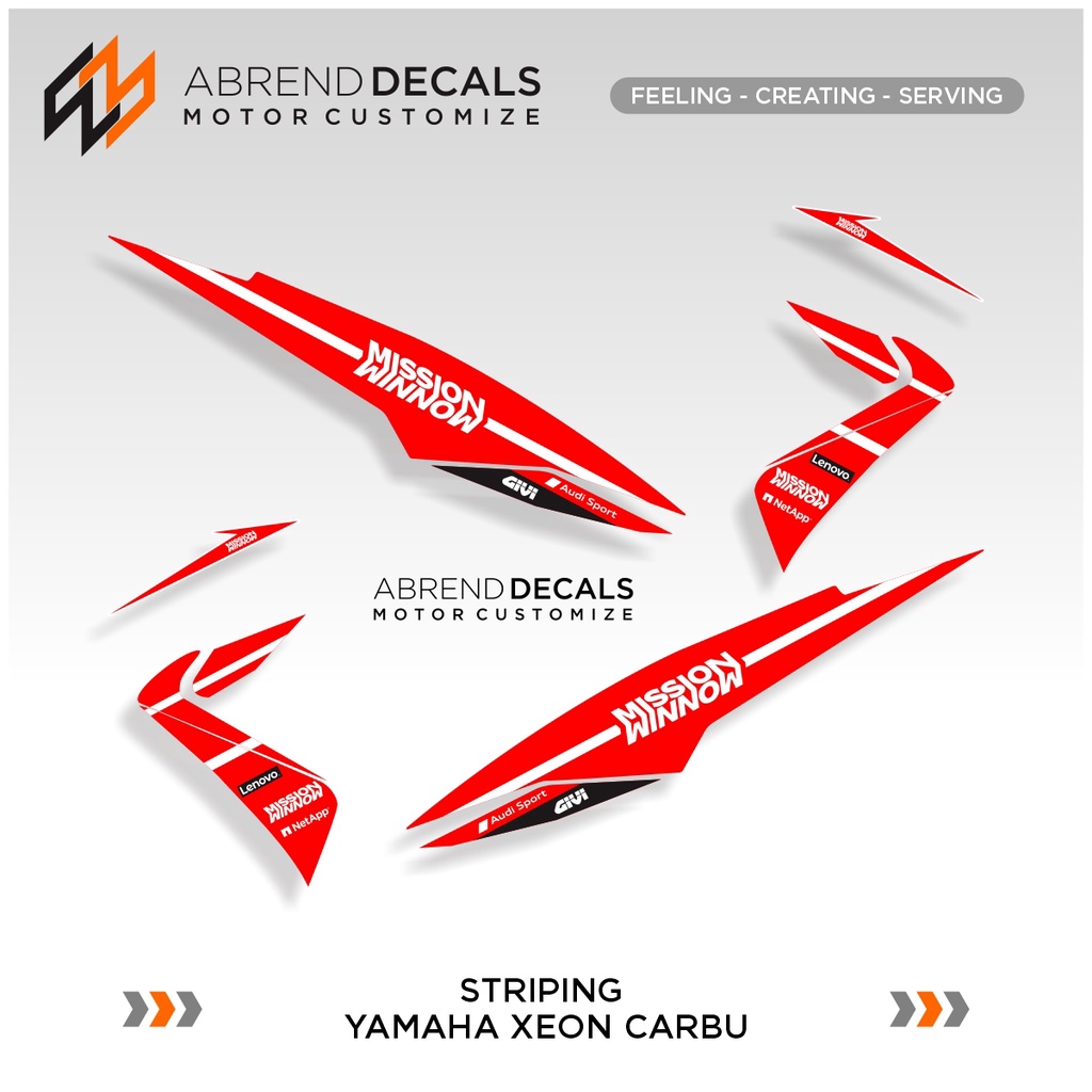 XEON คาร์บอน LIVERY MISSION WINNOW CUSTOM STRIPING / YAMAHA XEON RC รถจักรยานยนต์สติกเกอร์ / สต็อก D