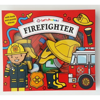 Firefighter : Lets Pretend Sets puzzle board book กระดาษแข็งหนาทุกหน้า เหมาะสำหรับ 3+