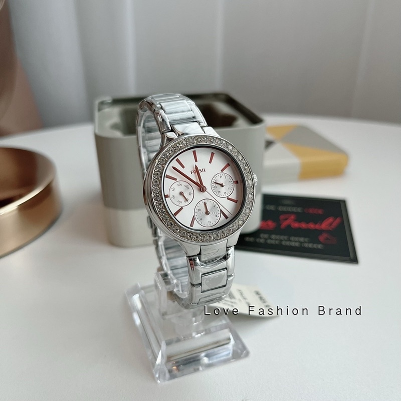 👑ผ่อน0%~แท้100%👑 นาฬิกาข้อมือ FOSSIL  Weslee Multifunction Silver Tone Stainless Steel Watch BQ3703
