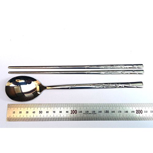พร้อมส่ง​ 스푼과 젓가락 ชุดช้อนตะเกียบเกาหลี (สแตนเลส) Spoon and chopsticks(Stainless steel) 1 ชุด - รูปที่ 3