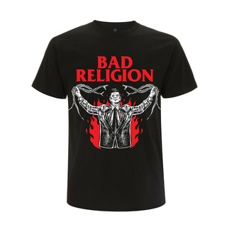 เสื้อวินเทจผญ เสื้อคนอ้วนผญ เสื้อยืด พิมพ์ลายงู Bad Religion Preacher แฟชั่นคู่รัก เสื้อสาวอวบ Tee