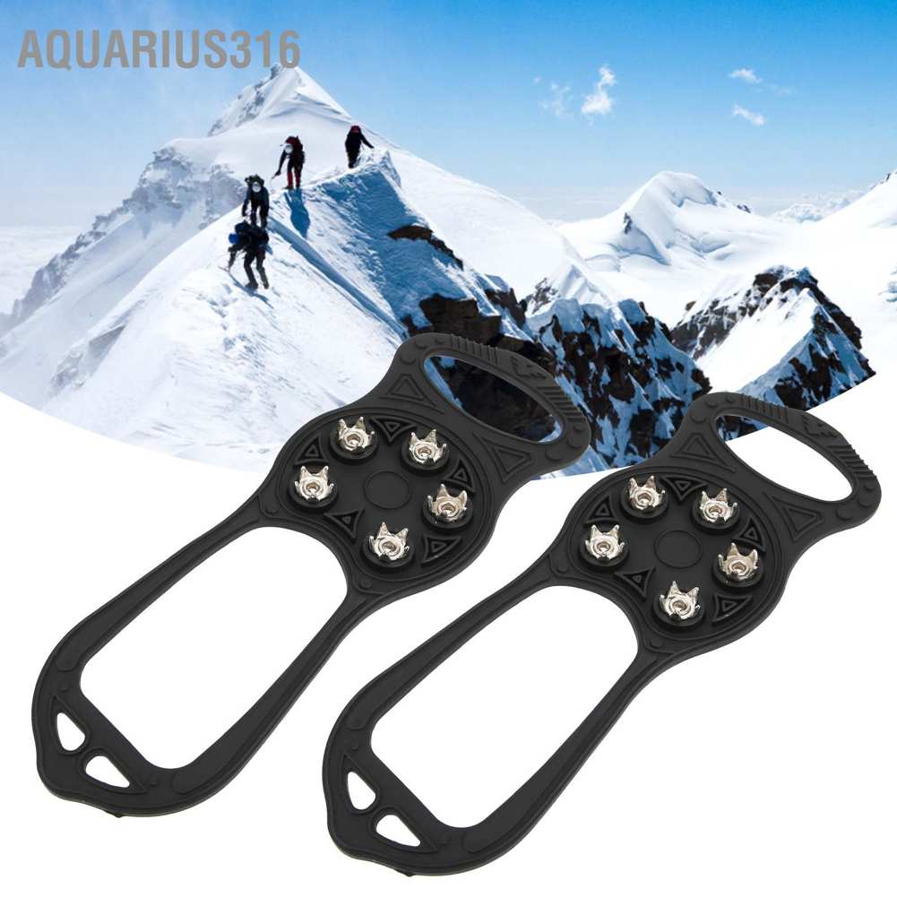 Aquarius316 ปลอกสวมหุ้มข้อเท้า กันลื่น 5 ซี่ สําหรับรองเท้า เดินหิมะ เดินบนตะปู ปีนเขา