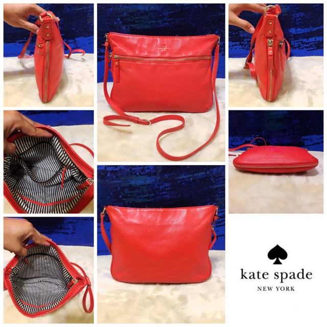 👝: KATE SPADE Orange Leather Crossbody Bag แท้💯%