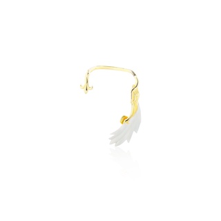 ake ake Ganymede Ear Cuff - Left - 24 Karat Gold ต่างหูหนีบเงินแท้ 925 แฮนด์เมดลายปีกนกปีกเทพ ไซส์กลาง ชุบทองลงยาสีขาว