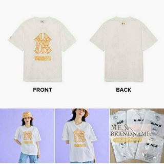 ของแท้ 💯% MLB Cube Monogram Over Fit T-Shirts NY เสื้อยืดสีขาวครีม logo NY 🤍🍑