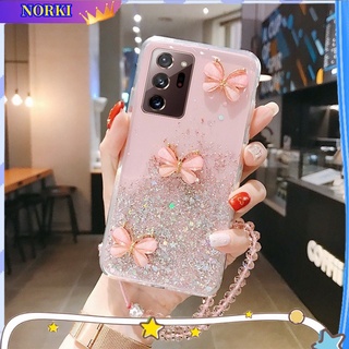 เคสโทรศัพท์มือถือซิลิโคน ลายผีเสื้อ 3D แต่งกลิตเตอร์ วิบวับ พร้อมสายคล้อง สําหรับ Xiaomi Redmi 12C 10 10A 10C 9 9A 9C 9T A1 8