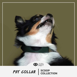 ปลอกคอสัตว์เลี้ยง Scoop pet collar สลักชื่อ เบอร์โทรฟรี หนังนิ่มแท้ ปลอกคอสุนัข ปลอกคอแมว | Mr.&amp;Mrs.Sniff