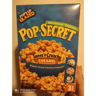 Pop Secret - CARAMEL ป๊อปซีเคร็ท เมล็ดข้าวโพดดิบ🔥ล๊อตใหม่🔥 สำหรับไมโครเวฟ รสคาราเมล (3Bag)