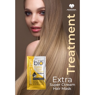 ของแท้💯 Martina Treatment Bio gold ทรีทเมนท์ไบโอทองคำฟื้นฟูผมแห้งเสีย แตกปลายและบำรุงเส้นผมให้เงางามสุขภาพดี ขนาด 40 ml.