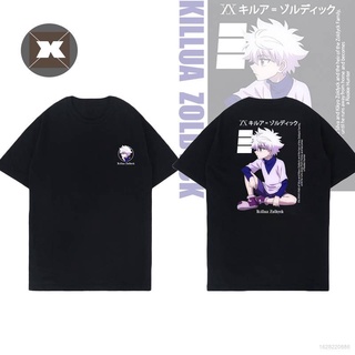 เสื้อยืดแขนสั้นลําลอง ทรงหลวม พิมพ์ลายอนิเมะ Hunter x Hunter Killua Zoldyck แฟชั่นสําหรับผู้ชาย และผู้หญิง