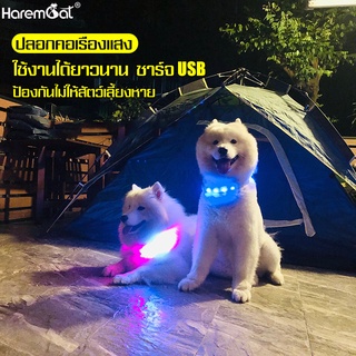 Harmcat ปลอกคอเรืองแสง สำหรับสัตว์เลี้ยง ปลอกคอสุนัข ปลอกคอสัตว์เลี้ยง Pet collar ไฟ LED ปรับได้ ฟรีสายชาร์จ USB