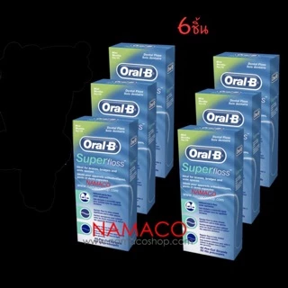 Oral-B ไหมขัดฟัน Super Floss waxed mint 6pcs superfloss 6 ชิ้น