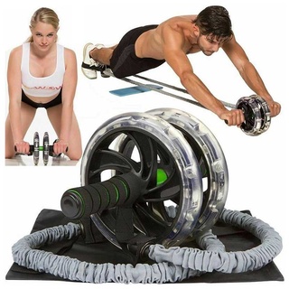 Ab Rollers Resistance Bands Abdominal Traction Rope Latex Fitness Exercise Elastic And Double Wheels Traction Rope