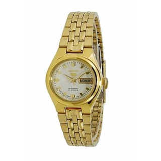 Seiko 5 นาฬิกาข้อมือผู้หญิง สายสเตนเลสสตีลรุ่นSYMK46K1-Gold/White