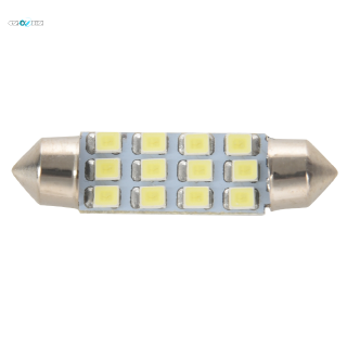 42 มม. 12 smd 3528 ไฟ led สีขาวทรงโดมสําหรับติดตกแต่งภายในรถยนต์ c 5 w dc 12v