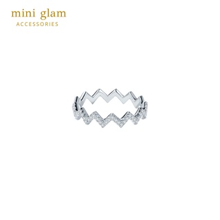 Miniglam Ashley Crystal Wavy Ring แหวนคริสตัลซิกแซกสีเงิน