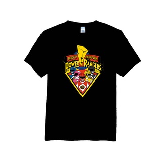 เสื้อยืดฤดูร้อนhotเสื้อยืด แบบนิ่ม พิมพ์ลาย Mighty Morphin Power Rangers Gildan สีดําS-3XL