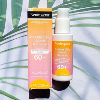 (Neutrogena®) Invisible Daily Defense Face Serum Sunscreen Broad Spectrum SPF 60+, 50 ml นูโทรจีนา เซรั่ม กันแดด