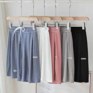 no 1 shop กางเกงขาสั้น เอวยืด มี4สี กางเกงขาสั้นสามส่วน ตัวอักษรภาษาอังกฤษลวดลาย กางเกงขาสั้นผู้หญิง น่ารัก ราคาถูก