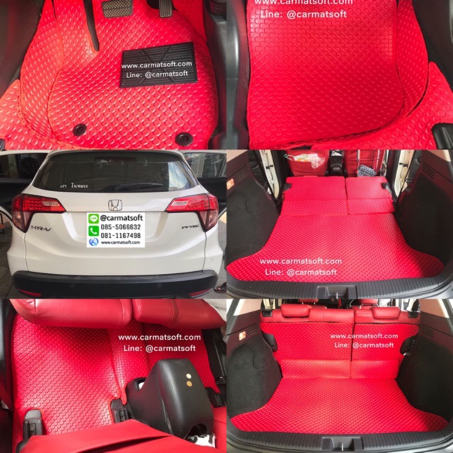 พรมปูพื้นรถยนต์ HONDA HR-V ลายกระดุมEVA  (พื้นเรียบ+ตีนตุ๊กแก