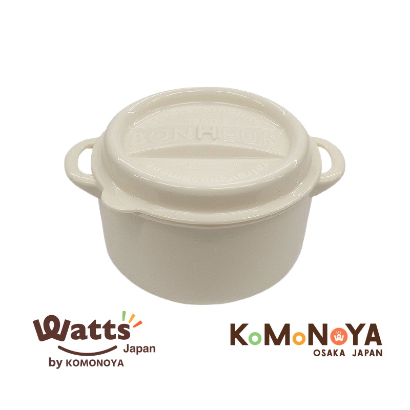 Komonoya กล่องอาหาร550ml  ทรงกลม Bonheur สีขาว