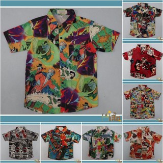 เสื้อเชิ้ตเด็กลายการ์ตูนผ้าเด้งลื่นๆไม่ร้อนสีสดลายชัด