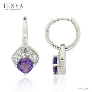 Lenya Jewelry ต่างหูเงินแท้ ประดับพลอย อเมทิสต์ (Amethyst) และ CZ เสริมให้ร่ำรวย อัญมณีสำหรับผู้ที่เกิดเดือนกุมภาพันธ์
