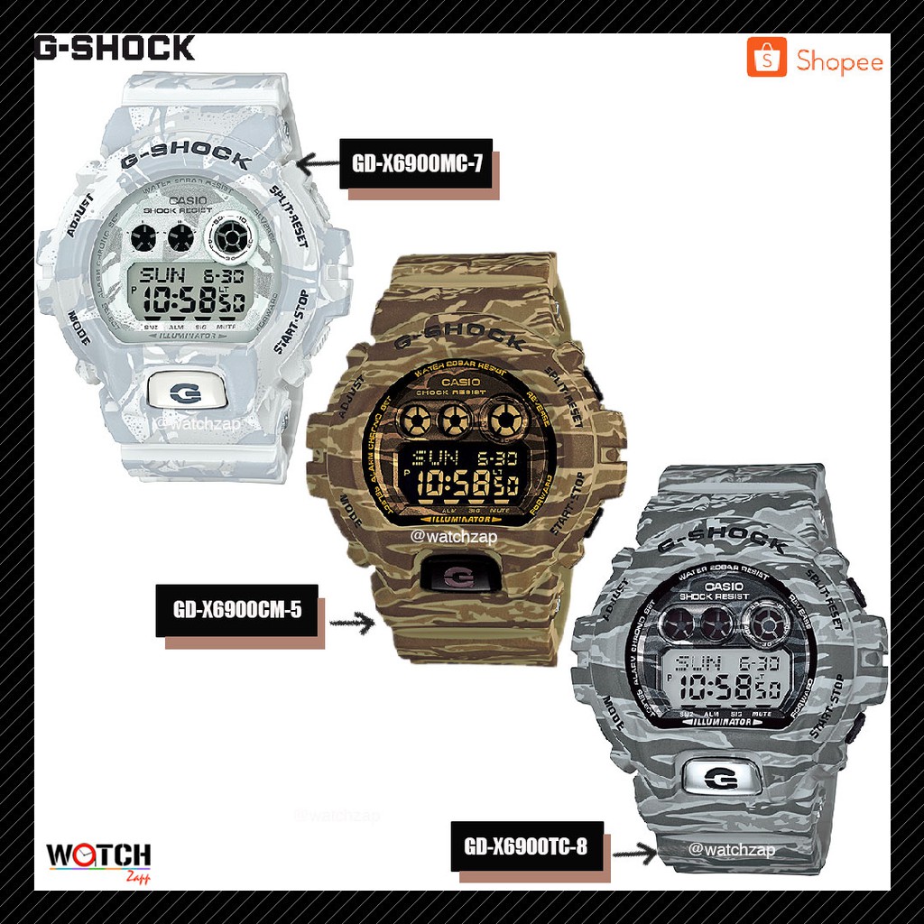 Casio G-Shock นาฬิกาข้อมือผู้ชาย สายเรซิ่น Camoflagueรุ่น GD-X6900 GD-X6900CM GD-X6900TC GD-X6900MC