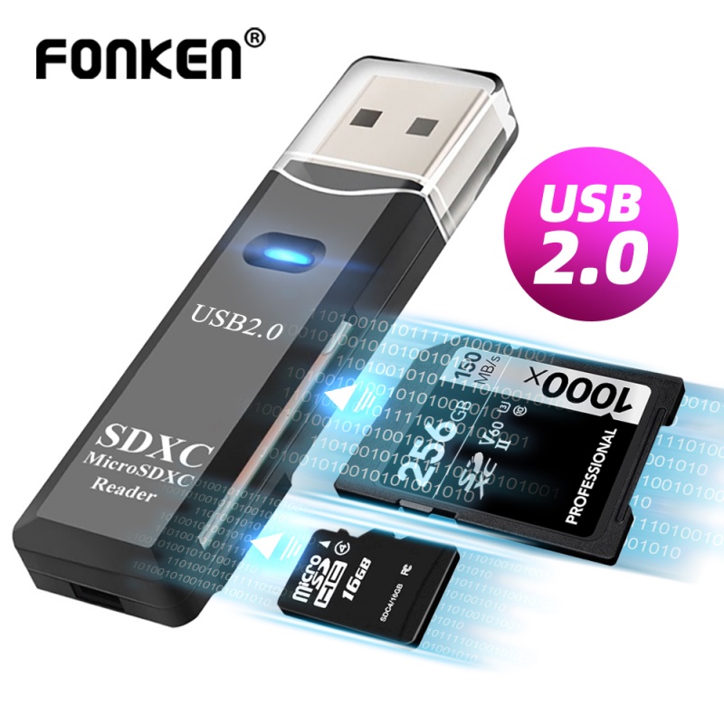 Fonken 2.0 การ์ดรีดเดอร์ 2 In 1 อุปกรณ์เสริม สําหรับ Pc Micro Sd Tf Card Memory Reader Multi-Card Writer
