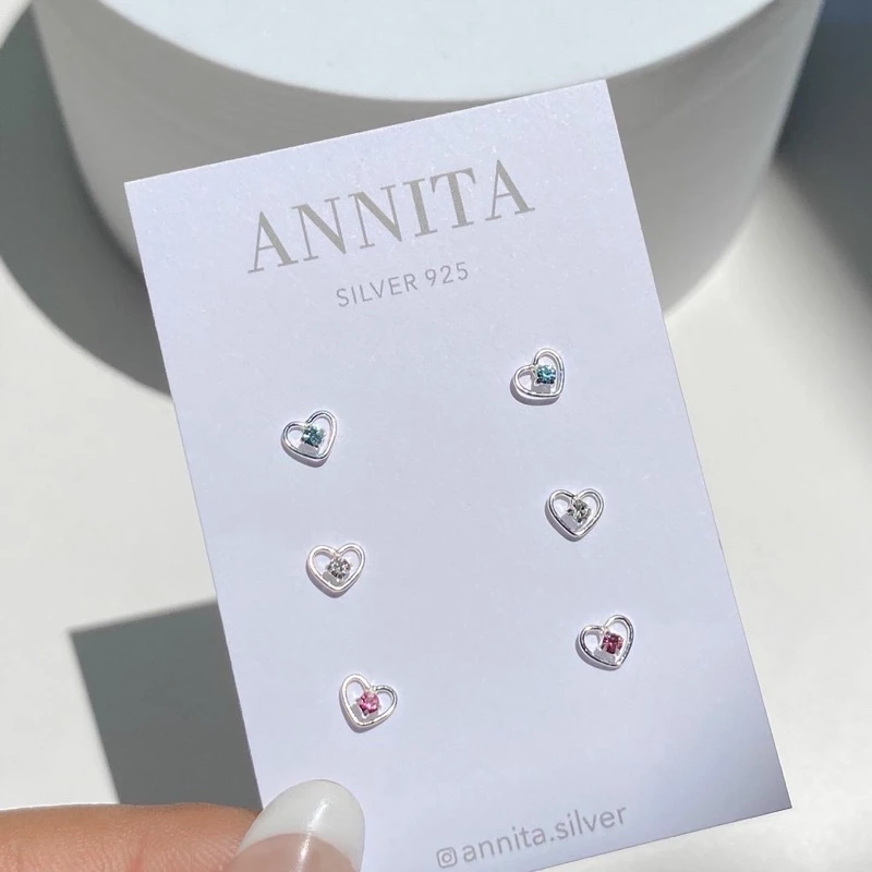 annita.silver - tiny heart earring (ราคา/คู่) ต่างหูหัวใจจิ๋ว ต่างหูเงินแท้925 เหมาะกับคนแพ้ง่าย