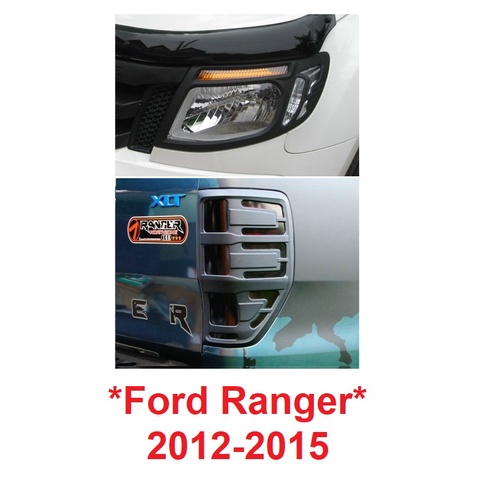 ชุดครอบไฟหน้า ครอบไฟท้าย ฟอร์ด เรนเจอร์ 2012-2015 สีดำด้าน FORD RANGER PX T6 ครอบไฟรถยนต์ ของแต่งฟอร์ด รถกระบะ