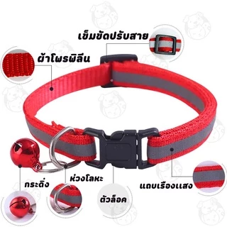 ปลอกคอ ปลอกคอแมว ตัวล็อคธรรมดา ตัวล็อคนิรภัย มีแถบสะท้อนแสง สีสันสดใส พร้อมส่ง C