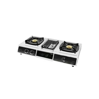 Rinnai เตาแก๊สตั้งโต๊ะ 2 หัว 1 เตาย่าง รุ่น RI-524E เตาแก๊สคู่พร้อมเตาย่างตรงกลาง