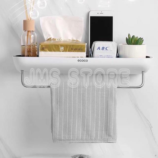 ☒ECOCO ชั้นวางของในห้องน้ำ ที่แขวนผ้า ไม่ต้องเจาะ E1923