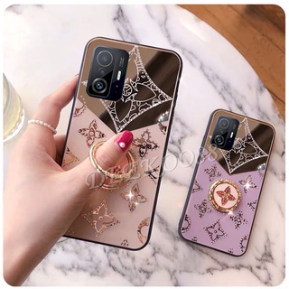 เคสโทรศัพท์ Xiaomi Mi 11T 10T Pro 11 Lite 5G NE Ultra Phone Case Diamond Clover With Ring Bracket Back Cover Casing for Mi 11T 11TPro เคส Ins Luxury Fashion Acrylic Hard Case