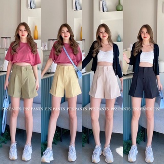 🌵Basic style👖กางเกงขาสั้น เอวสูง ตะขอหน้า หูเข็มขัด ผ้าไอด้า กางเกงผู้หญิง
