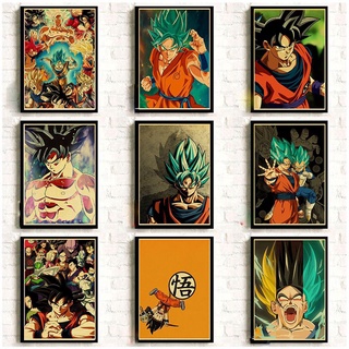 โปสเตอร์กระดาษติดผนัง ลายการ์ตูน Dragonball สไตล์วินเทจ ย้อนยุค ขนาด 21x30 ซม.