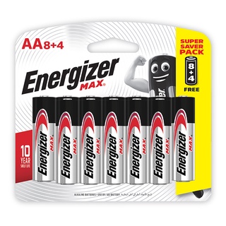 Energizer ถ่านอัลคาไลน์แม๊กซ์ แพ็ค 8+4ก้อน   E91-  BP8+4