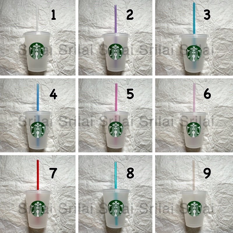 [ ของแท้ ] แก้วรียูส Starbucks แบบร้อนและเย็น ขนาด 16 ออนซ์ พร้อมหลอดรียูส ใช้ซ้ำ พกพาสะดวก ลดโลกร้อน