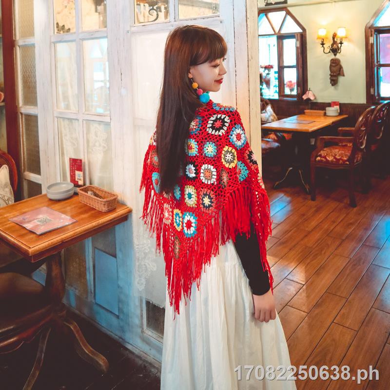 Real shot custom Bohemian handmade crocheted fringed shawl ethnic style ...