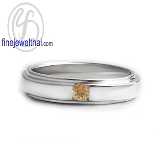 Finejewelthai-แหวนบุษราคัม-บุษราคัม-แหวนพลอย-แหวนประจำเดือนเกิด-Yellow Sapphire-Silver-Ring-Birthstone-R1418yl