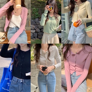 chuuchop_พร้อมส่ง(C7910)✨☃️🥨Nelly knot cardigan เสื้อครอปคาดิแกน มี5สี ผ้านุ่ม