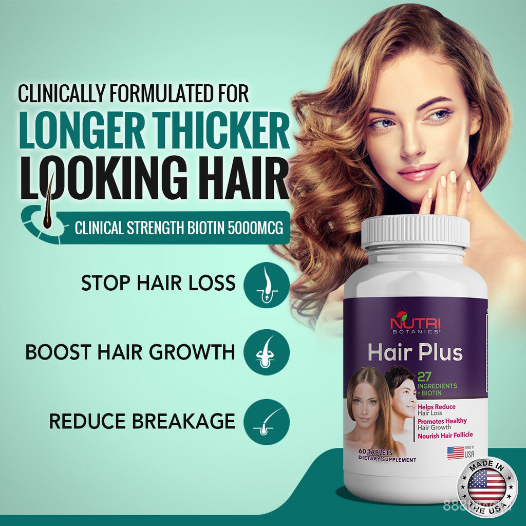 Hair Plus - Stop Hair Loss Fast, Hair Growth Supplement For Men & Women -  60 Tablets- Biotin, Keratin, 27 Hair Vitamins | Shopee Thailand