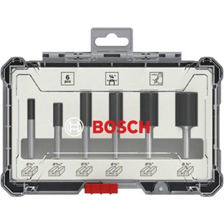 BOSCH Accessories 2607017467 ชุดดอกเร้าเตอร์แกน 1/4" จาก BOSCH (กล่องพลาสติก 6 ดอก/ชุด) ดอกกัดตรง (ออกใบกำกับภาษีได้)