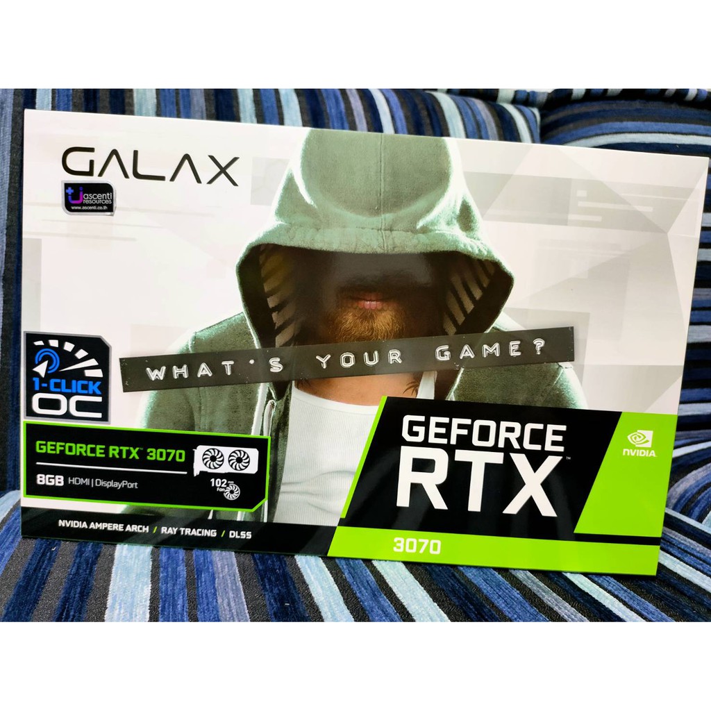 การ์ดจอ (VGA) GALAX RTX 3070 1-Click OC 8GB GDDR6 256Bit ของใหม่ไม่แกะซีล ไม่โดนไฟ ประกัน ascenti 3 ปี