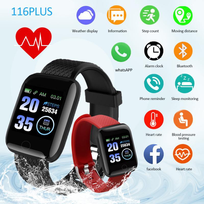 ♈2021 116 PLUS Smart Watch Men Women Blood Pressure Fitness Tracker ...