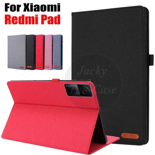 เคสแท็บเล็ต หนัง PU และผ้ายีน กันลื่น พร้อมช่องใส่บัตร สําหรับ Redmi Pad 2022 Xiaomi Tablet PC VHU4254IN 10.61 นิ้ว