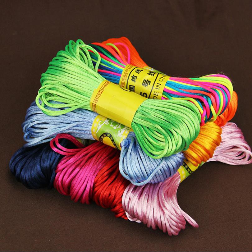 20 เมตร/ม้วน 2.5 มม.ซาตินสายไนลอน Rattail Beading Knot Macrame ถักเชือกสําหรับสร้อยข้อมือเครื่องประดับหัตถกรรม DIY