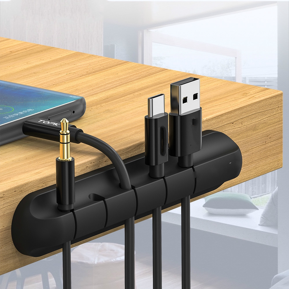 ที่พักสาย USB วัสดุซิลิโคน มีกาวในตัว เพื่อความเป็นระเบียบ
